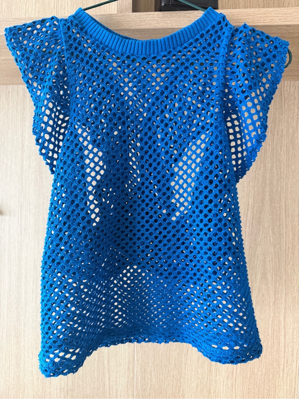 Zara Bright Blue Crochet Swim Coverup Top